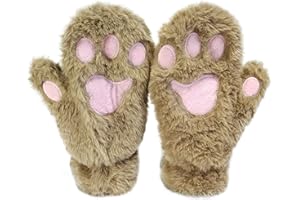 AffeGifts Cat Gloves, Plush Gloves, Mittens, Cute Full Finger Gloves, Warm Winter Gloves, Cat Cosplay Gloves for Women, Lady and Teenage Girls