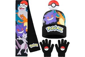 Pokemon vintertillbehörsset för pojkar 4-12 år, 3 st mössa halsduk och handskar eller 2 st handskar och vinterhatt, anime-gåv