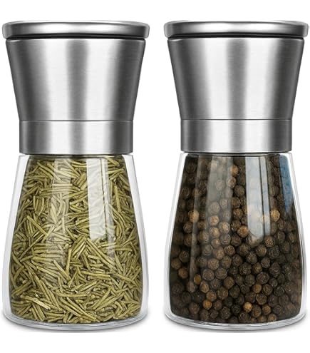Macinapepe Manuale, 2 Pezzi Macina Sale E Pepe, Macina Spezie In Acciaio Inox, Macina Sale A Ricarica, Con Macinino In Ceramica Regolabile, Per Condimenti, Pepe, Sale E Peperoncino, Argento