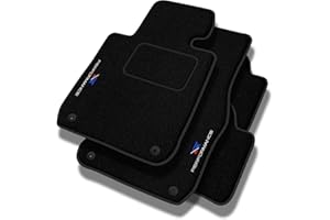 M MOTOS Performance Tapis de Sol personnalisés en Velours Tapis Voiture destiné à BMW Serie 1 E87 2004-2011 - Standard, Perforé, Bleu Blanc Rouge -Broderie CNC précise, Passepoil perforé Design, Tapis de Sol