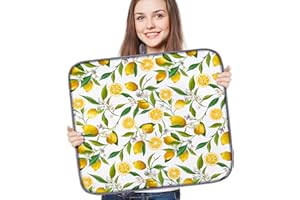 OffiEase Absorbent Dish Drying Mat for Kitchen Counter 16"*18"/41*46cm, Microfibre Dish Drainer Mat for Dishes ( Yellow Lemon )