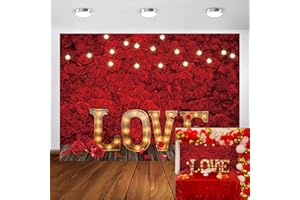 WANGRJ Toile de Fond pour la Saint Valentin -Valentine's Day Roses Rouges Background- en Bois - pour Photographie - pour Filles et Femmes - Décoration de fête prénuptiale - 2,4 x 1,8 m
