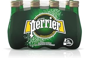 Perrier Agua mineral natural carbonatada – 8 botellas de cristal de 20 cl