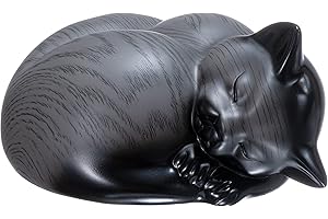 Kriss Art Urne funéraire en résine pour chat dormant - Urne pour cendres de petit animal (gris)