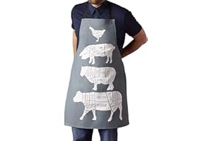 TBS Huxters Novelty Chef Apron for Men and Women, British Meat Cuts Graphic, Hilarious and Fun Gift for Grill Masters and Kitchen Cooks, Durable Cotton Comfort for BBQ Grilling