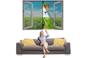 TOPZXL Tenda Zanzariera Magnetica 170x120 cm Zanzariera Finestra Magnetica, Chiuso Automaticamente Pieghevole Totalmente Magnetica, per Finestre D'Ingresso Finestre Cortili - Nero Z