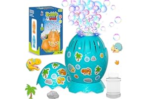 Panamalar Máquina de Burbujas de Huevo Dinosaurio, Máquina Automática de Pompas de Jabón para Niños 10000+ Burbujas/Min con 13 Agujeros/Solución para Fiesta Al Aire Libre Verano, Bubble Machine-Azul