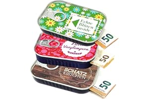 ‎SCHERZBOUTIQUE Geldgeschenke Verpackung Sardinendose "MIX 2" Geld Geschenkverpackung für Geburtstag, Konfirmation, Jugendweihe, Umzug | inkl Aufkleber für individuelle Botschaft | made by Scherzboutique