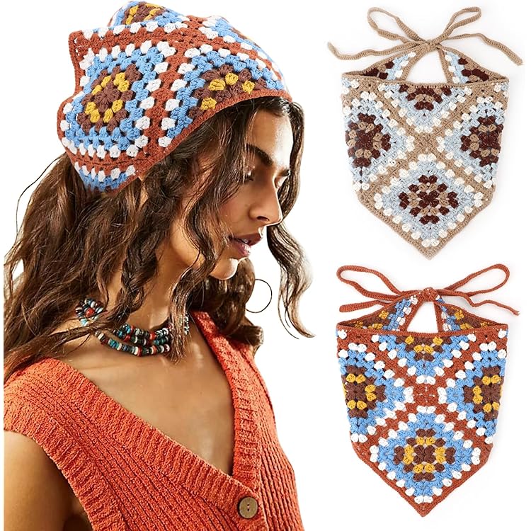 6 stuks haarsjaal, hoofdband voor dames, elastische haardoek, boho-driehoekige bandana, hoofddoek met clips, antislip hoofdbanden, sjaals voor meisjes