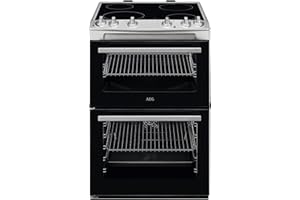 AEG 5000 Series SurroundCook Double Cavity Electric Cooker with Ceramic Hob, CCX6501ACM, Capacity 77/39L, Cooker with Grill function, Heat Indicators, 894-912x600x600mm, Stainless steel, Class A