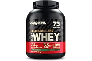 Optimum Nutrition Gold Standard 100% Whey Proteine in polvere per lo Sviluppo e il Recupero Muscolare con Glutammina e Aminoacidi BCAA Naturali, Gusto Cioccolato e Menta, 73 Dosi, 2,26 kg