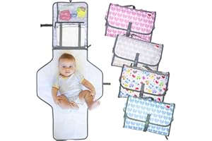 BABYLOVE.ONE Fasciatoio Portatile Pieghevole da Viaggio, NUOVO MODELLO 2022, Borsa Fasciatoio per Cambio Pannolino Materassino e Cuscino (Grigio)