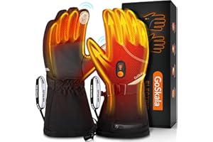 GoSkala Beheizbare Handschuhe Damen Herren, Elektrische Beheizte Handschuhe Beheizbar Mit 7.4V 6000mAh Akku, 3 Heizstufen Touchscreen Wasserdicht Wärmefunktion Skihandschuhe Winterhandschuhe