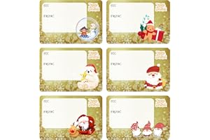 WOWTLMY Christmas Labels Stickers 72 Pcs Christmas Name Gift Labels 65 x 45mm Self Adhesive-Xmas Tags Stickers for Present Cards