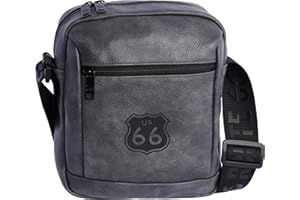 ROUTE 66 - Edu, Borsa Uomo - Borsa a tracolla Uomo - Borsa uomo - Borsa a tracolla uomo - Borsa a tracolla in pelle - regalo per uso quotidiano, viaggi, affari Uomo