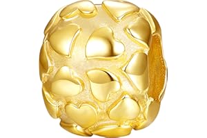 ANDANTE-Stones 925 Sterling Silber Gold Bead Charm Herzen Element Kugel für European Beads Modul Armband + Organzasäckchen