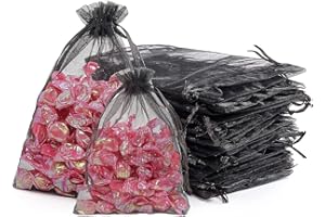 AHOMAME 20Pcs Large Black Organza Gift Bag 10x15cm Jewellery Pouches Organza Bag Party Favour Candy Drawstring Bag for Wedding, Birthday, Anniversary, Christmas