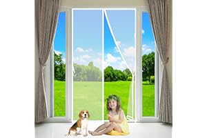 AMZBSGD Moustiquaire FenêTre MagnéTique pour Portes, 80x215cm, Facile À Installer Sans PoinçOn Auto AdhéSif Rideau En Maille Automatiquementfermé Rideau Aimantée, Blanc, Personnalisable