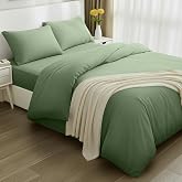 Utopia Bedding 3 Piece Bed Set - 90 Bed (Sage) | Fitted Sheet 90 x 190 cm and Pillowcase (50 x 75 cm) - Duvet Cover 135 x 200