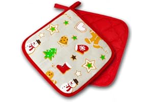 DELINDO LIFESTYLE Presina Kitchen, Natale, rosso, 2 pezzi, classe PSA II fino a 250°C, resistente al calore, prodotto testato e certificato