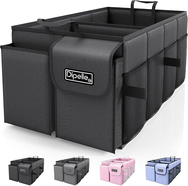 Dipelle™ Trunk Organizer for Car - Car Organizer, Foldable Trunk organizer for SUVs & Sedans, Sturdy Car,Tools, Sundries