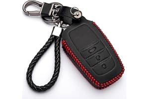 KASER Funda de Cuero para Llave Coche Toyota Auris Aygo RAV4 Yaris Vios 3 Botones Carcasa Piel Cover de Mando y Control de Auto (Solamente Keyless GO)