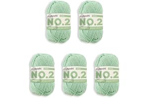 myboshi No.2 Baumwolle zum Häkeln, Baby Wolle, vegane Wolle zum Stricken, Wolle 60 Grad waschbar, für Baby und Amigurumi, 50g, Ll 100m Grün (Minze) 5 Knäuel