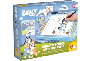 LISCIANIGIOCHI Lisciani - BLUEY Escuela de Dibujo - Kit educativo de dibujo para niños a partir de 3 años - Mesa de luz A4 - Rotuladores perfumados - Plantillas, pegatinas y tijeras - Actividad manual y creativa
