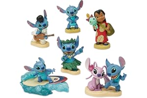Disney Store Official Lilo & Stitch Deluxe Figurine Playset, 6 Pc., Moulded Character Toy Figures, Including Lilo, Stitch and Angel, Features Colourful and Detailed Artwork, Suitable for ages 3+