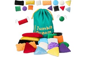 JUMBLE DREAM Jumble Beans 16 Sensory Bean Bags Baby Toys: Shape, Texture, Colour & Feel Sorting for Babies & Toddler – Learning and Education Fidget Sensory Toys for 1 Year Olds Supporting Autism and ADHD