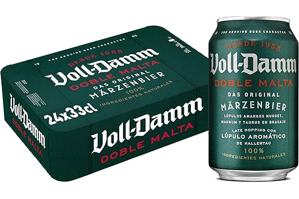 Voll-Damm | Cerveza Doble Malta | Toque Cítrico y Afrutado | Espuma Consistente | Paquete 24 x 330 ml | Total 7920 ml.
