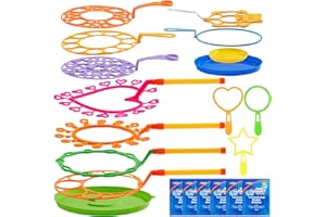 JOYIN Big Bubble Wands Set with Tray, 53cm Giant Bubble Wands Bulk, Large Bubble Making Wand Kit for Kids, Summer, Outdoor Playtime, Party & Games, 6 Pcs Bubble Solution, Suitable for All Age People