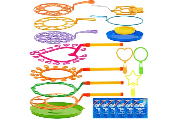 JOYIN 19 pièces de Set de 53cm Baguettes à Bulles géantes en Gros, 6 pièces Solution à Bulles, kit de Baguettes à Bulles géantes pour Enfants, été, Jeux d'extérieur, fête et Jeux, Cadeaux de fête.