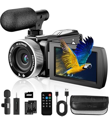 Camcorder Videocamera 4K 48MP Vloggen Youtube Camera, Nachtzicht