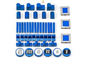 Waldfelsen Figurines en bois différentes couleurs spéciales : 4 villes, 5 colonies, 15 rues, 15 navires, 6 chevaliers et 3 murs de la ville avec autocollants adaptés aux colons (couleur : bleu)