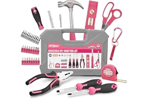 Hi-Spec 38pc Pink Tool Set for Women. Ladies DIY Hand Tool Kit with Screwdrivers & Toolbox – Small Basic Home Repair Tools for House, Office, and Beginners