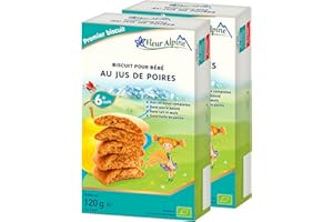 Fleur Alpine Biscuits pour bébé avec jus de poire – 12x2 délicieuses collations pour bébé pour une délicieuse bouillie de petit-déjeuner – Biscuits à snack à grains entiers sans sucre ajouté | 6 mois