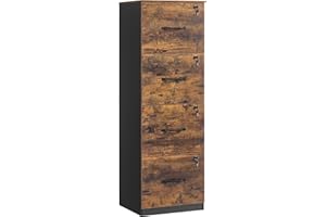 VASAGLE Cassettiera da Ufficio, Mobile per Documenti, Supporto Stampante, 4 Cassetti con Serratura, Barre Sospese Regolabili, per A4 e Lettera, Marrone Vintage e Nero Inchiostro OFC082K02