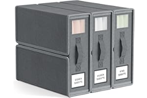 BTGGG 3 Stück Unterbett Aufbewahrungsbox Bettwäsche Aufbewahrung mit handhaben, Faltbarer Bettwäsche Organizer Schrank Organizer Kleiderschrank Aufbewahrung mit klarem Fenster für Bettbezug Kleidung, Grau