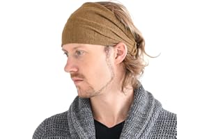 ‎CHARM CHARM Leinen Haarband Herren Bandana - Damen Piraten Stirnband Kopftuch Kopf Band Elastisch Haarband Sport Mode Kamel