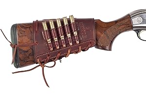 VlaMiTex Soporte para Cartuchos de Escopeta de Rifle, Calibre .308 Win, de Cuero, Negro/Marrón