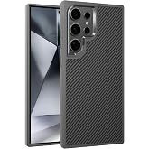 Teknoft Samsung Galaxy S24 Ultra i&ccedil;in Karbon Serisi Ultra G&uuml;&ccedil;l&uuml; Metal Tuşlu ve Lens &Ccedil;er&ccedil;eveli Darbe Emici Karbon Fiber G&ouml;r&uuml;n&uuml;