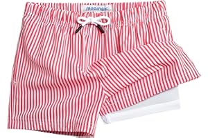 MaaMgic Boys Swimming Shorts 2 in 1 Boxer Brief Compression Liner Toddler Swim Trunks Stretchy Quick Dry Anti Chafe Swimsuits with Pockets