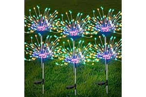 AONESY Solar Lights Outdoor Garden, 6 Pack 720 LEDs Firework Solar Lamps Ornament, Waterproof Dandelion Lights for Lawn Pathway Backyard Flowerbed Decor（Color）