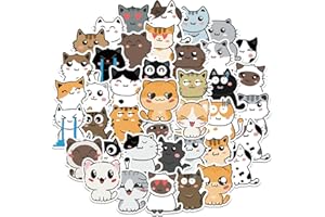 Amaxiu Zestaw naklejek uroczy kot kreskówkowy, 50 sztuk zabawnych estetycznych naklejek Kawaii Animal, wodoodporne, samoprzylepne naklejki winylowe do scrapbookingu, planistów, pamiętników