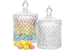 YHSKJCD 2 Pezzi Scatola Di Caramelle In Cristallo, Barattoli Vetro Porta Caramelle Trasparenti Set Barattoli Vetro Porta Caramelle per Caramelle Cioccolato Fagioli Biscotti Zucchero