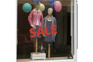 STICKERS4 Large Red Shop Window Sale Sign - Double Sided Vinyl Static Cling Sales Window Sticker for Glass