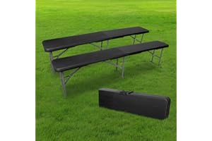 SKYLANTERN LOT 2 Bancs Pliables Noir 180cm - Lot de Deux Bancs Pliants pour Table de Camping - x2 Banc Pliable Idéal pour baptêmes, Mariages, Pique-Nique, Buffet et grillade