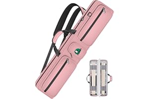 PEKREWS Billard-Queue-Tasche, 4x5 Queue-Tasche mit mehreren Fächern, für 4 Butts und 5 Schäfte, weich gepolstert und stabil mit verstellbaren Schulterriemen für Damen und Herren