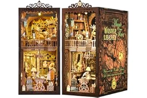 ETKVR Kit Book Nook per Adulti, Modello DIY Book Nook, Puzzle 3D in Legno Fermalibri Booknook Miniatura Casa delle Bambole per Inserto Libreria Decorazione Casa - Wonder Library